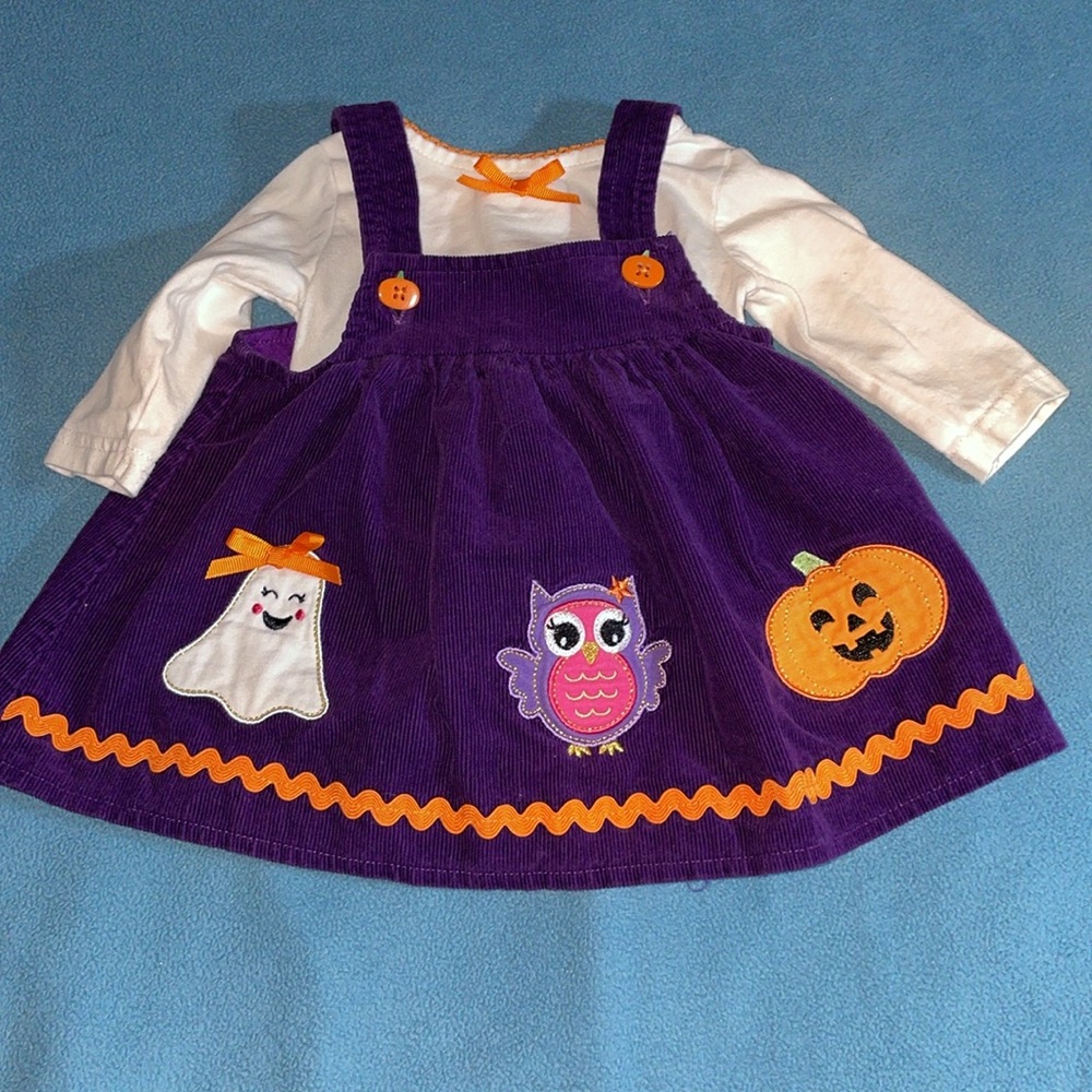 Good Lad 6 mos baby girls’ top with matching purple corduroy Halloween jumper